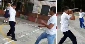 (VIDEO) Con cuchillo en mano estudiante intentó agredir a profesor