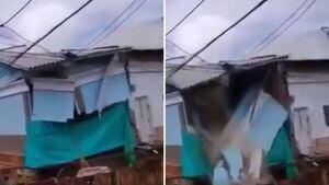 (VIDEO) Casa se desplomó cerca de canalización de arroyo en Barranquilla