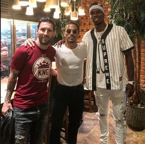 Messi visitó el exclusivo restaurante de Salt Bae y se encontró con Pogba