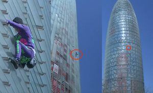 ‘Spiderman’ francés escala de nuevo la Torre Glòries en Barcelona