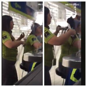 VIDEO: funcionarias convirtieron una taquilla de TransMilenio en peluqueria