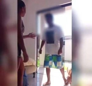 Vídeo mostra momento em que homem invade casa de enfermeira para agarrá-la e acaba apanhando