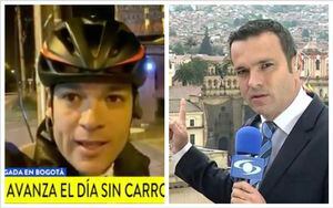 (Video) ¡A Juan Diego Alvira se le pinchó la bicicleta en plena emisión de 'Noticias Caracol'!