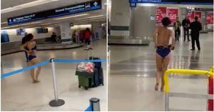 (VIDEO) Mujer se desnudó dentro de aeropuerto y terminó capturada por las autoridades