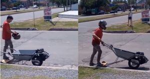 Viral: albañil se ingenió una “moto” con su carretilla de trabajo