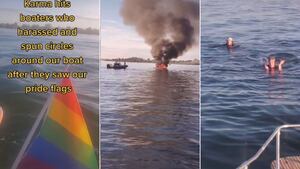 VÍDEO: Lancha com homofóbicos explode e barco com a bandeira LGBT socorre tripulantes