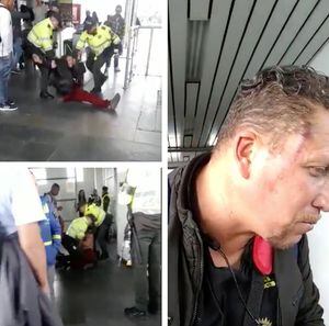 (VIDEO) Policías agreden vendedor ambulante en condición de discapacidad en TransMilenio