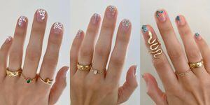 Diseños de uñas coquetas y femeninas sobre base transparente para las amantes de la discreción