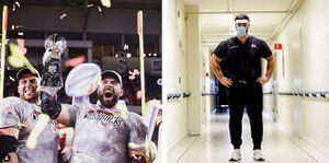 Futbolista de la NFL ejerce como médico durante la pandemia por COVID-19