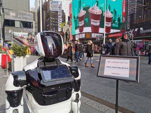 Robot diagnostica los síntomas del coronavirus en Times Square