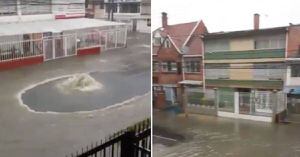 (VIDEO) Enorme daño en alcantarillado inunda las casas de barrio en Bogotá