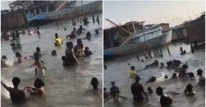 (VIDEO) Creyeron que el agua de mar curaba el coronavirus y ciudadanos violaron la cuarentena