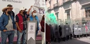 CNTE irrumpe en Casa de Gobierno de Michoacán; se enfrentan con policías