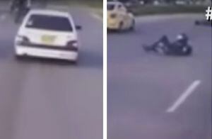 VIDEO: conductor arrolla motociclista y huye sin auxiliarlo en Bogotá