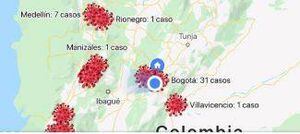 Mapa interactivo para ver casos de coronavirus en Colombia