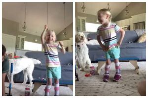 “¡Estoy caminando. Sí!”: el maravilloso momento en el que una niña con parálisis cerebral da sus primeros pasos casi a los 5 años
