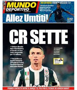 "CR Sette": Las portadas europeas deliraron con el traspaso de Cristiano a la Juventus