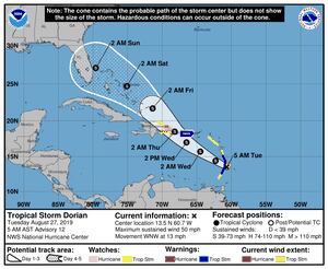 Puerto Rico bajo aviso de tormenta tropical y vigilancia de huracán por Dorian