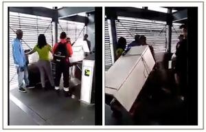 VIDEO: Usuarios metieron una nevera en TransMilenio luego de amenazar a funcionaria de TuLlave
