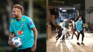 ¡Es roja, arbitro! Fanáticos de Neymar lo tumban al suelo y termina sin un tenis