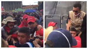 (VIDEO) Indígenas de la minga atraparon a ladrones en la Plaza de Bolívar, en Bogotá