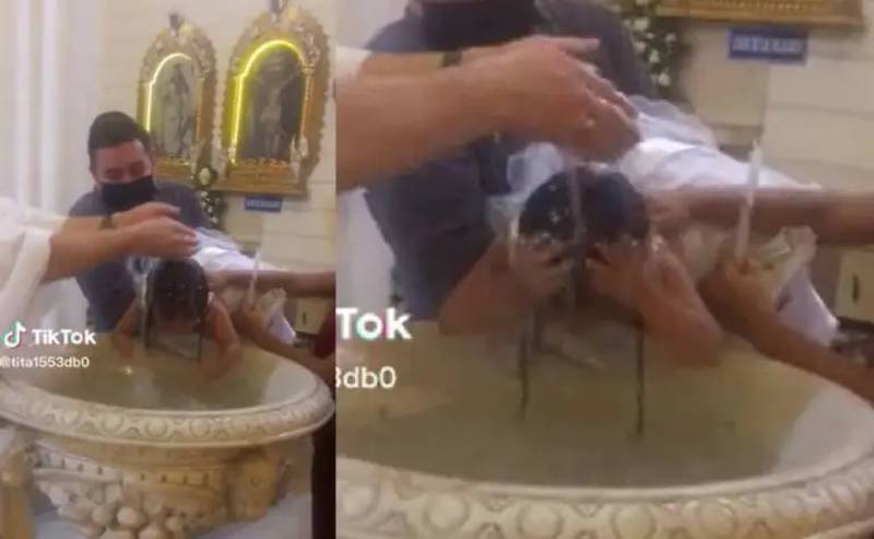 Usuarios de Tiktok reacciona a lo que hizo la niña en su bautizo.