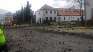 Así quedó la escuela de policías General Santander después del ataque con coche bomba en Bogotá