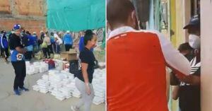 ¡Qué gran ejemplo! Barristas de Millonarios y Santa Fe repartieron mercados a familias necesitadas en Bogotá