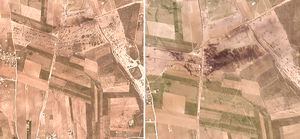 Fotos aéreas muestran efectos de ataque en el norte de Siria