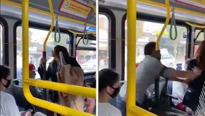 ¡Qué bárbara! Mujer es lanzada de un autobús después de escupirle a un pasajero
