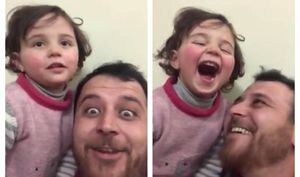 No, no es un remake de 'La Vida es Bella': padre sirio hace reír a su hija con el sonido de los bombardeos