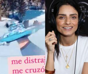 VIDEO: Aislinn Derbez sufre aparatoso accidente esquiando ¡Esto le pasó!