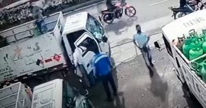 Vídeo: ajudante joga botijão de gás na cabeça de assaltante e evita roubo