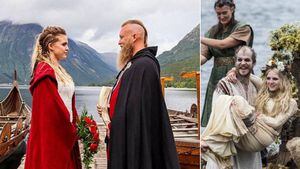 Casamento Viking acontece nas margens de um lago na Noruega com barcos, sacerdote pagão e oferendas de sangue