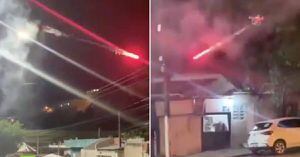 (VIDEO) Cansado del ruido hombre ataca a sus vecinos con un dron y fuegos artificiales