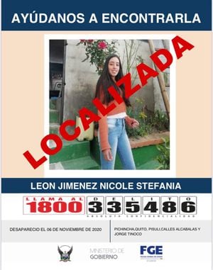 Localizan a Nicole León, adolescente reportada como desaparecida en Pisulí, norte de Quito