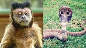 Vídeo viral mostra macaco enfrentando cobra-rei; espécie é a maior cobra venenosa do mundo