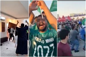 El de la puerta es notable: los desatados festejos de los hinchas de Arabia Saudita que la rompen en redes sociales