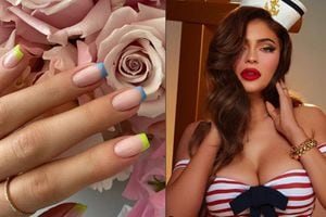 Kylie Jenner muestra la manicura francesa neón más fashion para uñas cortas