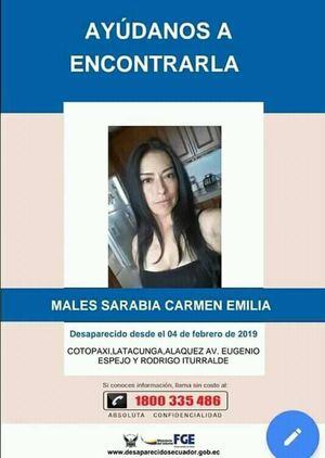 Familiares buscan a Carmen Emilia Males desaparecida desde el 4 de febrero