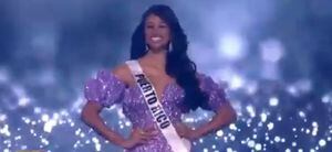 Preliminar: Michelle Colón luce elegante vestido morado en Miss Universo 2021