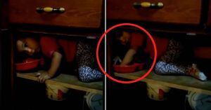 (VIDEO) Encontró a su hija jugando en la cocina la filmó y captó un aterrador fantasma
