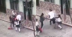 (VIDEO) Hombre propina fuerte golpiza a su expareja y sus tres hijas