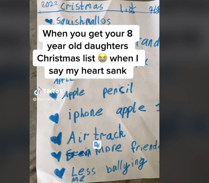Niña pide a Santa más amigos y menos bullying