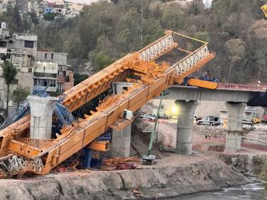Cae estructura de 800 toneladas en obra del Tren México-Toluca