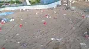 Playa de Isla Verde amanece llena de basura