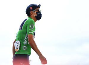 Richard Carapaz , líder de la montaña en Alto de San Miguel de Arala