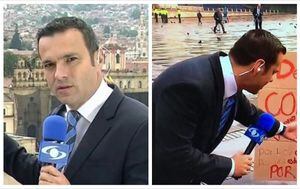 Le dan palo a Juan Diego Alvira por no leer gravísimo error en pancarta, y de paso, critican a quien lo escribió