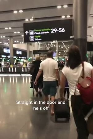 Filha faz pai viralizar na internet após gravá-lo atravessando o aeroporto