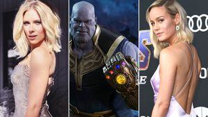 Brie Larson e Scarlett Johansson usam 'Manopla do Infinito' personalizada e arrasam em looks da pré-estreia de 'Vingadores: Ultimato'